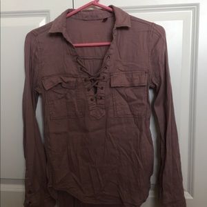 Purple button up shirt with extra style